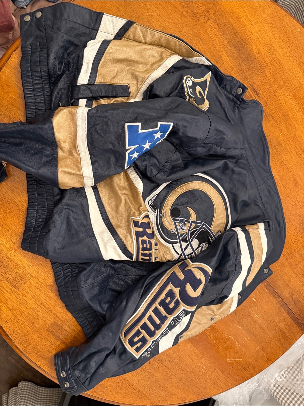 Reebok St.Louis/Los Angeles Rams Leather Bomber Jacket genuine leather xl